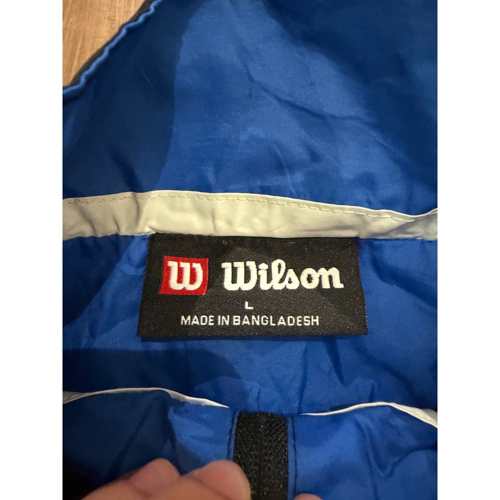 Wilson Windbreaker Jacket Mens Large Black White Blue Full Zip Embroidered Logo - Picture 3 of 7